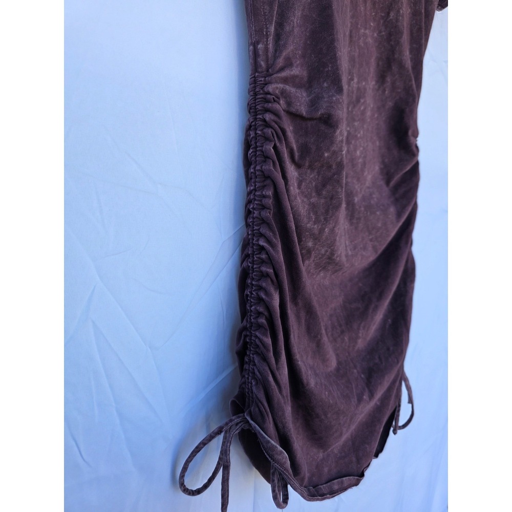 PINK Victoria's Secret Mineral Wash Ruched Side T-Shirt Dress Burgundy-Brown XS - Picture 7 of 7